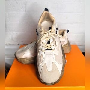 Stylish Cream and Tan Sneakers